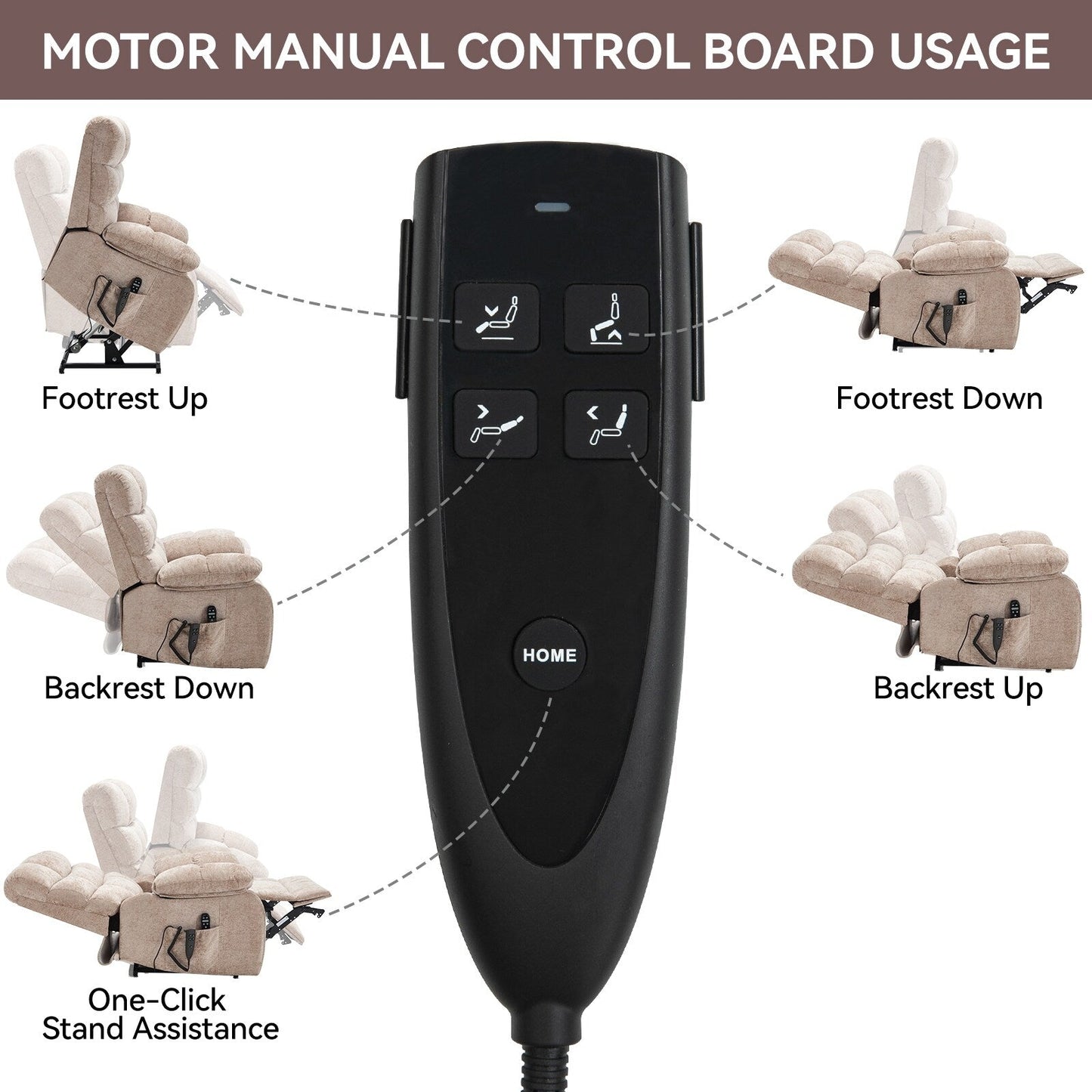 Lift Recliner Chair Heat Massage Dual Motor Infinite Position Large Electric Power Lift Recliners with Power-Remote,Medium-firm