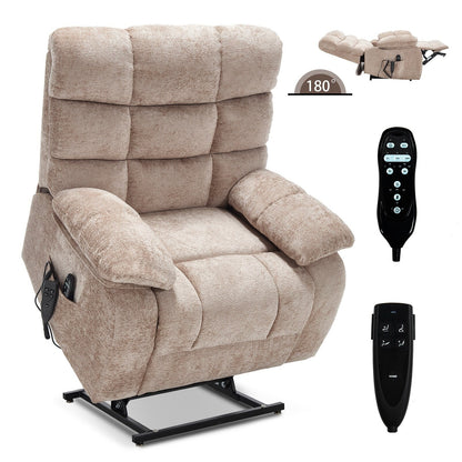 Lift Recliner Chair Heat Massage Dual Motor Infinite Position Large Electric Power Lift Recliners with Power-Remote,Medium-firm