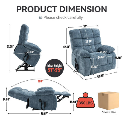 Lift Recliner Chair Heat Massage Dual Motor Infinite Position Large Electric Power Lift Recliners with Power-Remote,Medium-firm