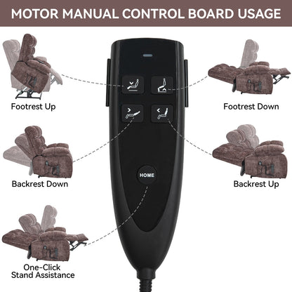 Lift Recliner Chair Heat Massage Dual Motor Infinite Position Large Electric Power Lift Recliners with Power-Remote