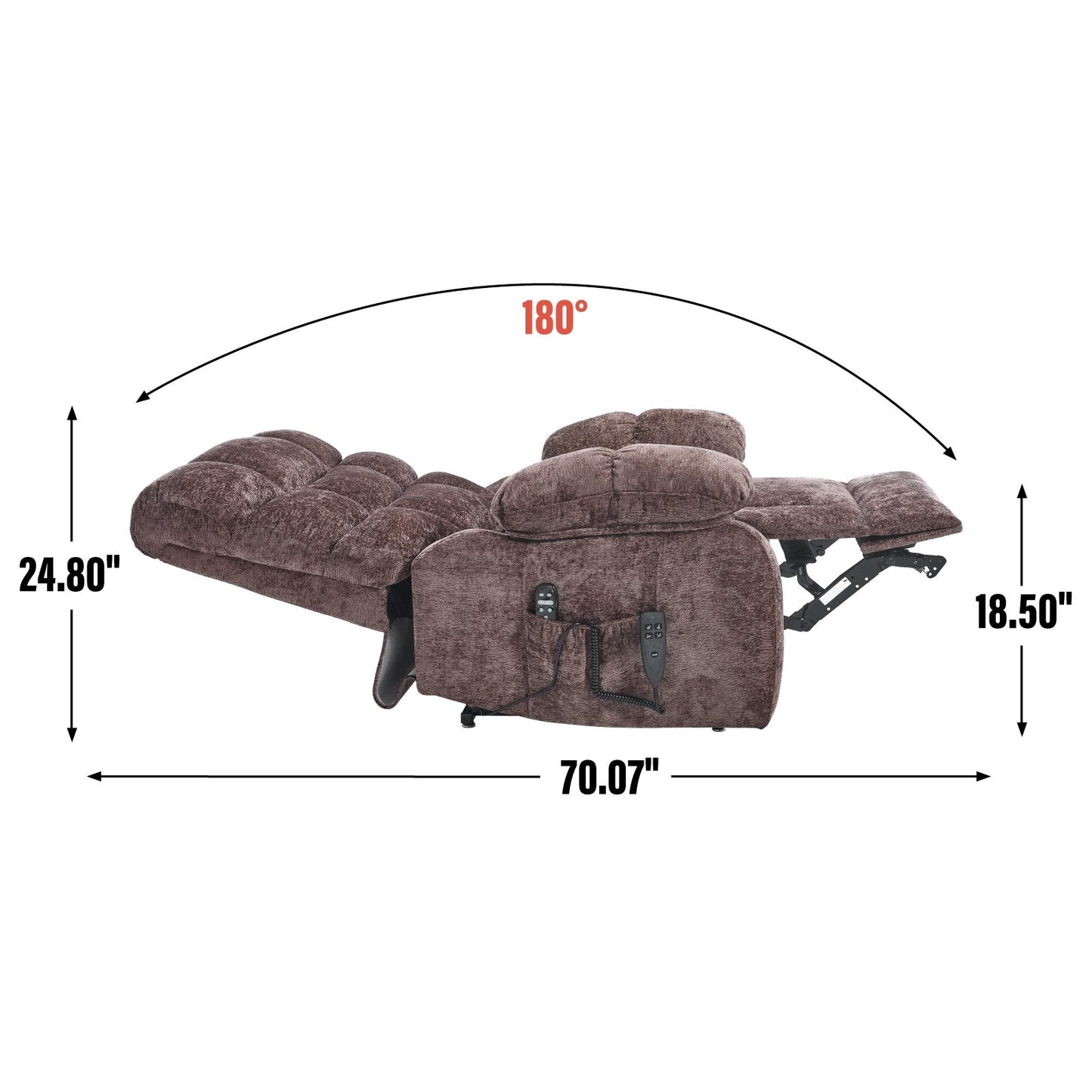 Lift Recliner Chair Heat Massage Dual Motor Infinite Position Large Electric Power Lift Recliners with Power-Remote