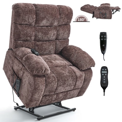 Lift Recliner Chair Heat Massage Dual Motor Infinite Position Large Electric Power Lift Recliners with Power-Remote