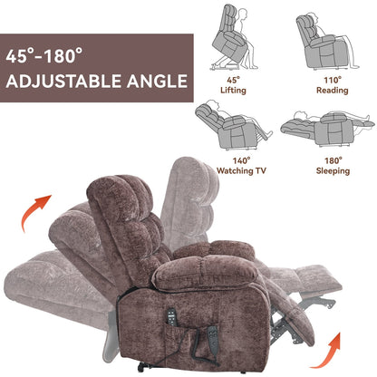 Lift Recliner Chair Heat Massage Dual Motor Infinite Position Large Electric Power Lift Recliners with Power-Remote