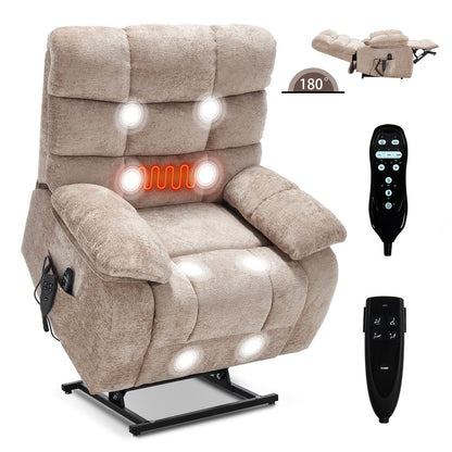 Lift Recliner Chair Heat Massage Dual Motor Infinite Position Large Recliners with Power-Remote,Medium-firm and Heavy duty