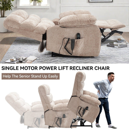Lift Recliner Chair Heat Massage Dual Motor Infinite Position Up to 350 LBS Large Electric Power Lift Recliners