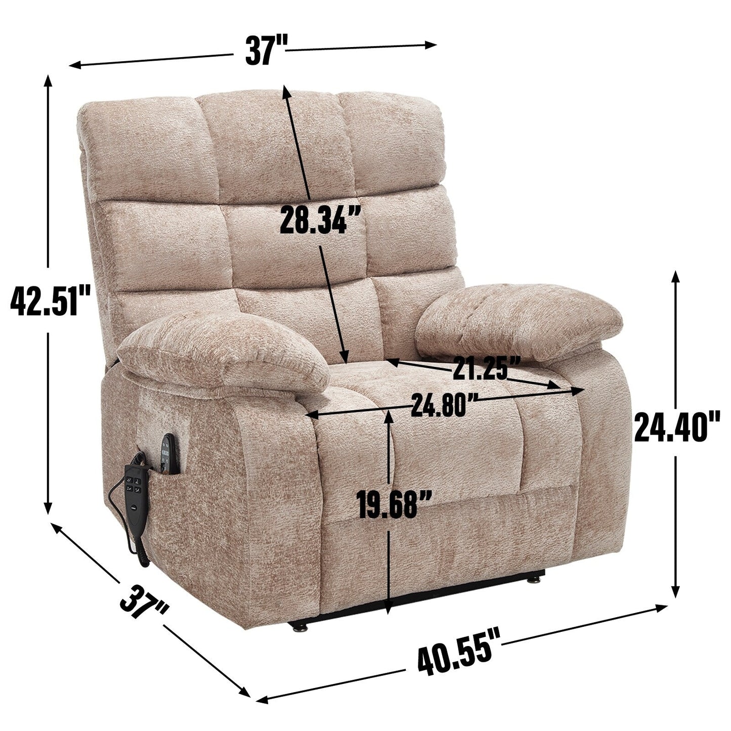 Lift Recliner Chair Heat Massage Dual Motor Infinite Position Up to 350 LBS Large Electric Power Lift Recliners