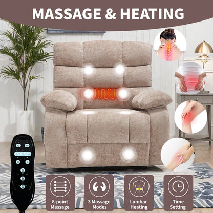 Lift Recliner Chair Heat Massage Dual Motor Infinite Position Up to 350 LBS Large Electric Power Lift Recliners