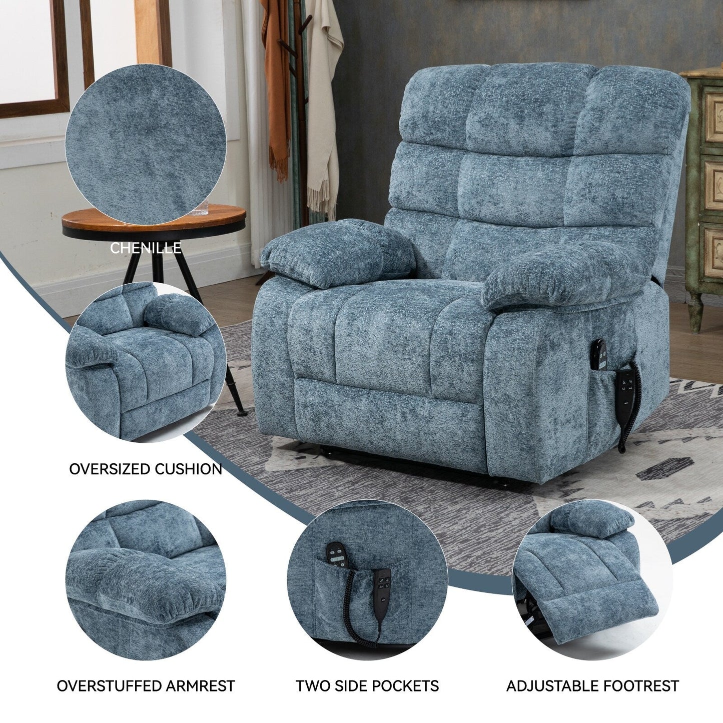 Lift Recliner Chair Heat Massage Dual Motor Infinite Position