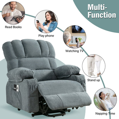 Lift Recliner Chair with Massage & Heat, USB & Remote