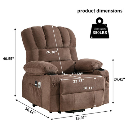 Lift Recliner Chair with Massage and Heat - Remote Control, USB Port, 8-Point Vibration