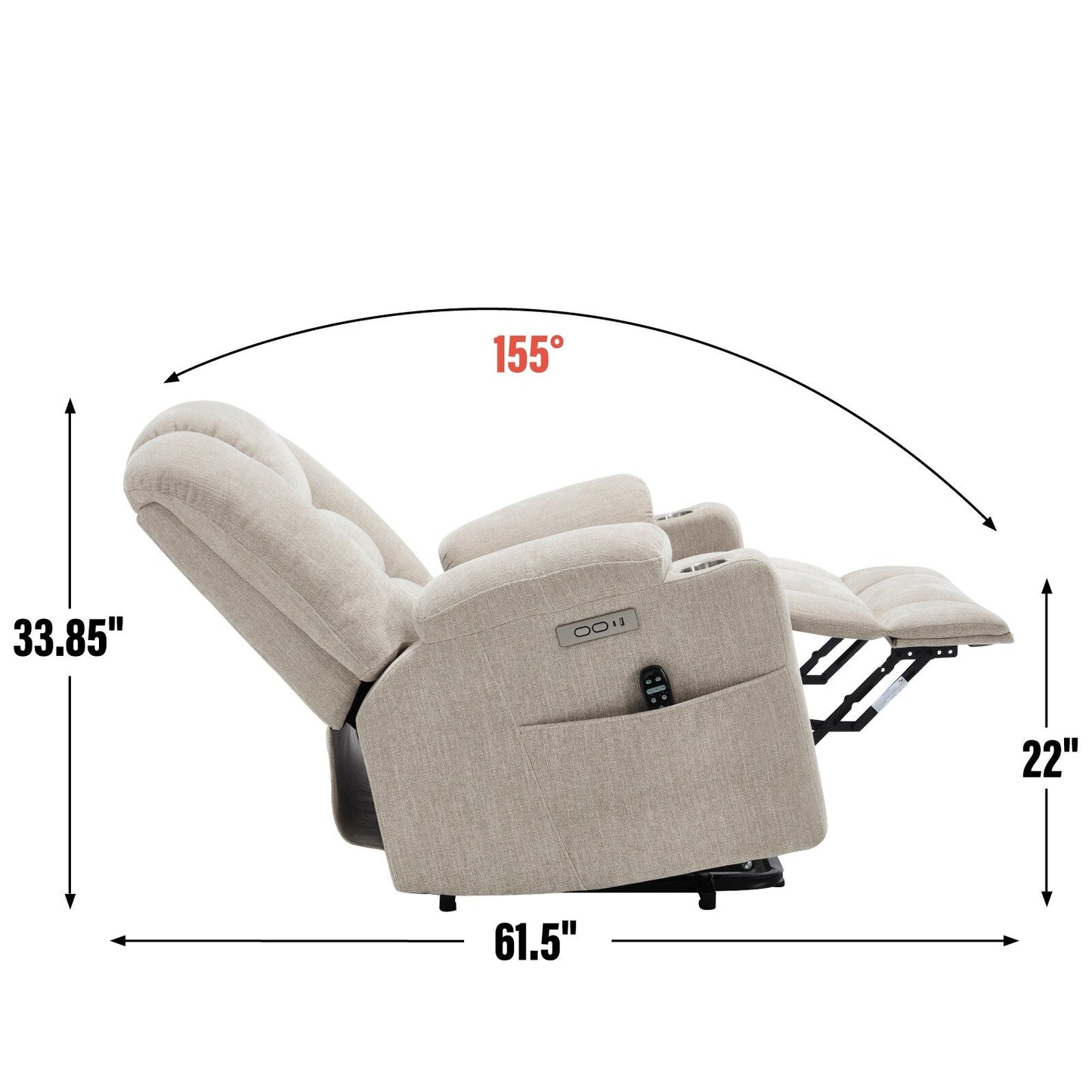 Lift Recliner Chair with Massage and Heat for Elderly, Overstuffed Wide Recliners, Heavy Duty Motion Mechanism with USB
