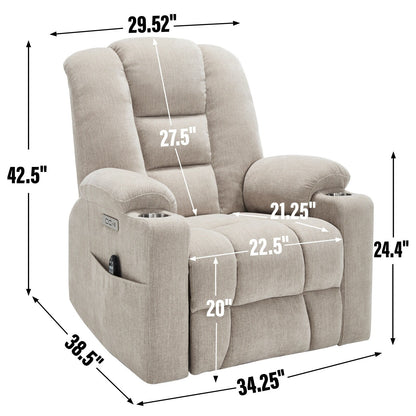 Lift Recliner Chair with Massage and Heat for Elderly, Overstuffed Wide Recliners, Heavy Duty Motion Mechanism with USB
