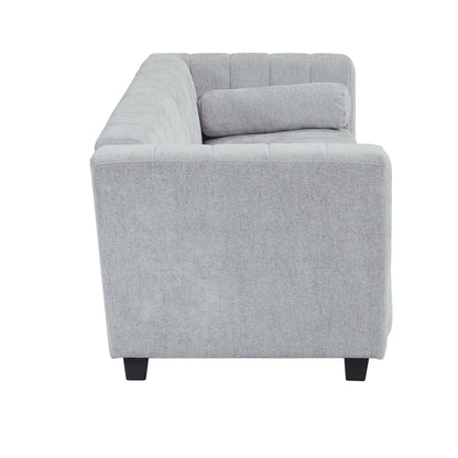 Light Gray 78.7 Chenille Upholstered 3-seater Sofa with Plastic Legs and 2 Pillows for Living Room