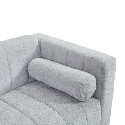 Light Gray 78.7 Chenille Upholstered 3-seater Sofa with Plastic Legs and 2 Pillows for Living Room