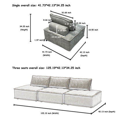 Light Gray Chenille 4-piece Modular Sofa Set