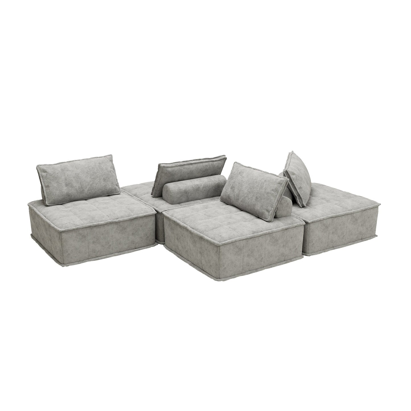 Light Gray Chenille 4-piece Modular Sofa Set
