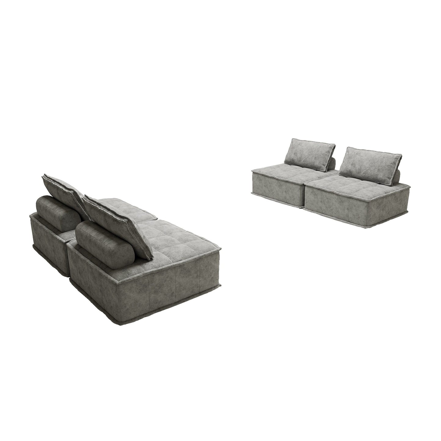 Light Gray Chenille 4-piece Modular Sofa Set