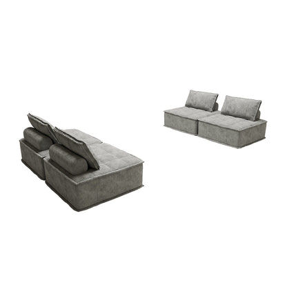 Light Gray Chenille 4-piece Modular Sofa Set