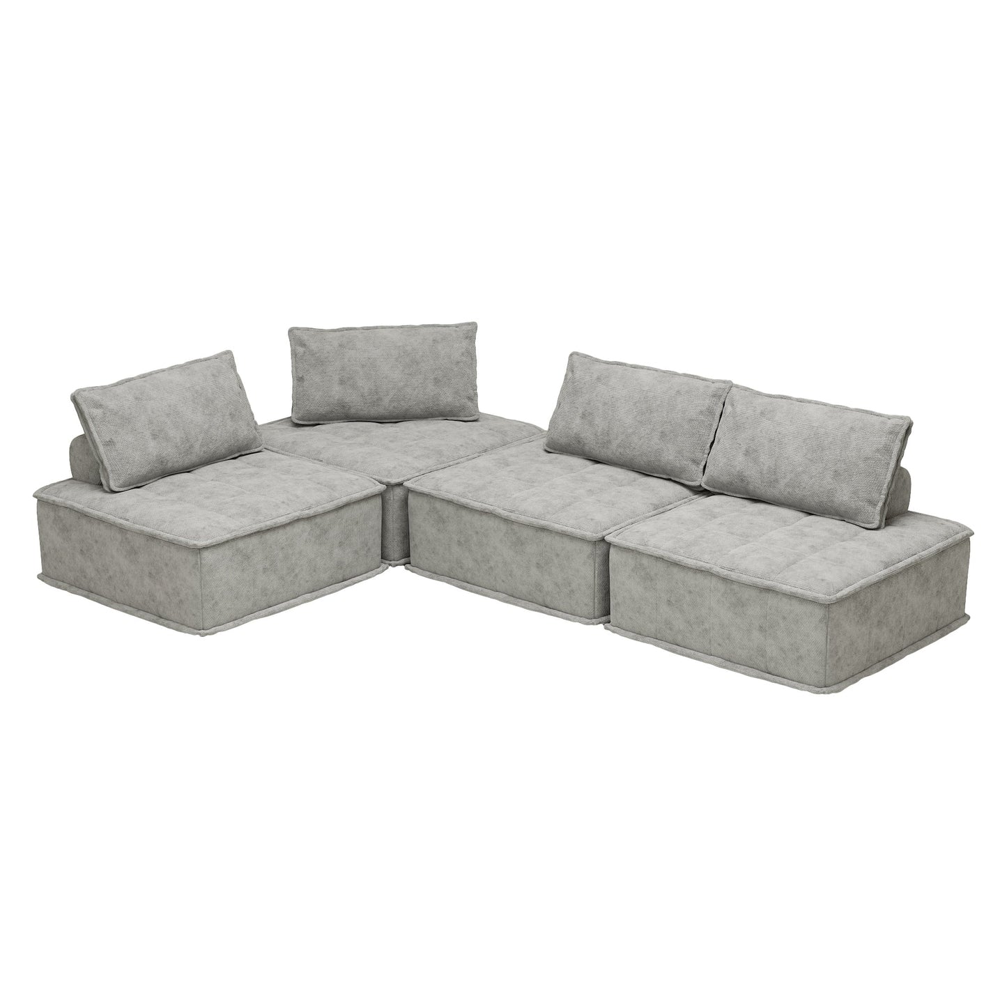 Light Gray Chenille 4-piece Modular Sofa Set