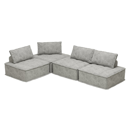Light Gray Chenille 4-piece Modular Sofa Set