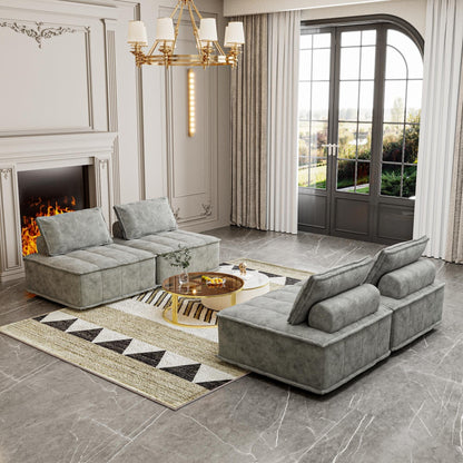 Light Gray Chenille 4-piece Modular Sofa Set
