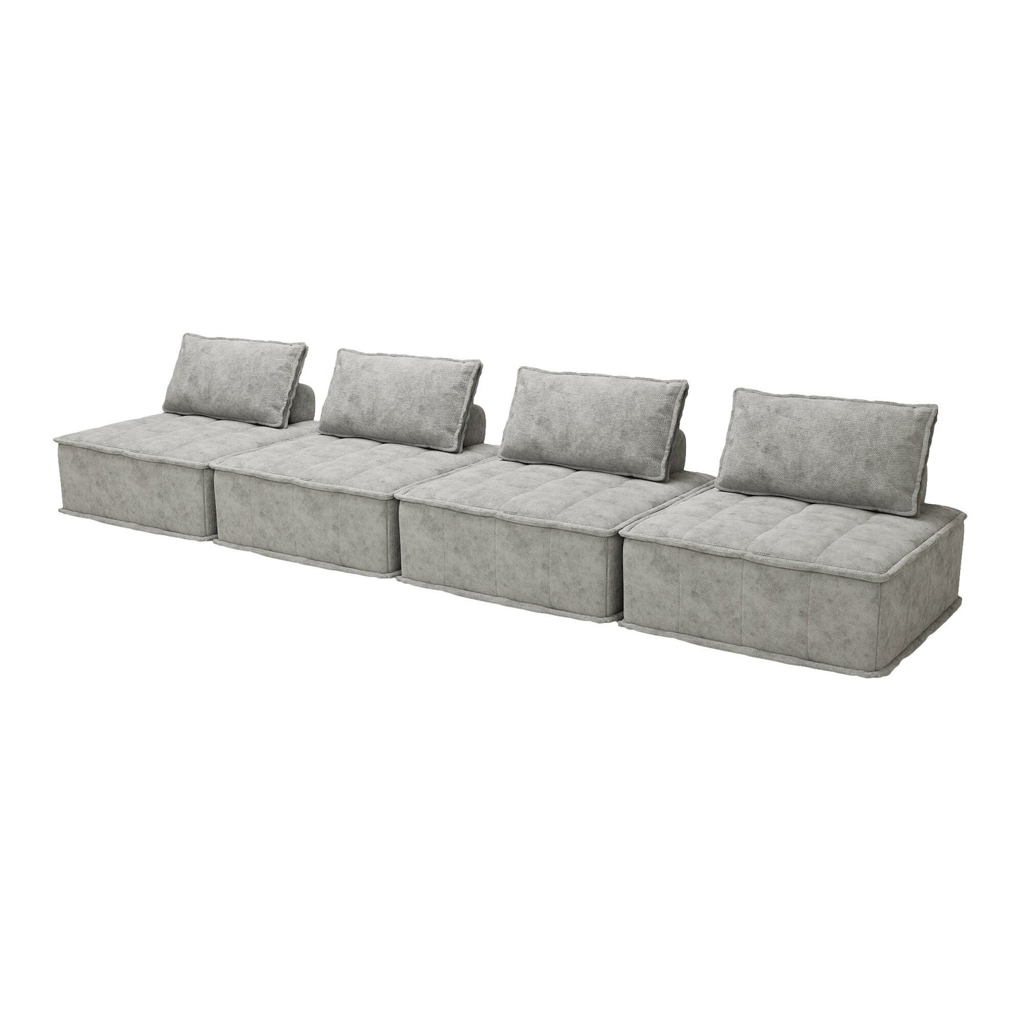 Light Gray Chenille 4-piece Modular Sofa Set