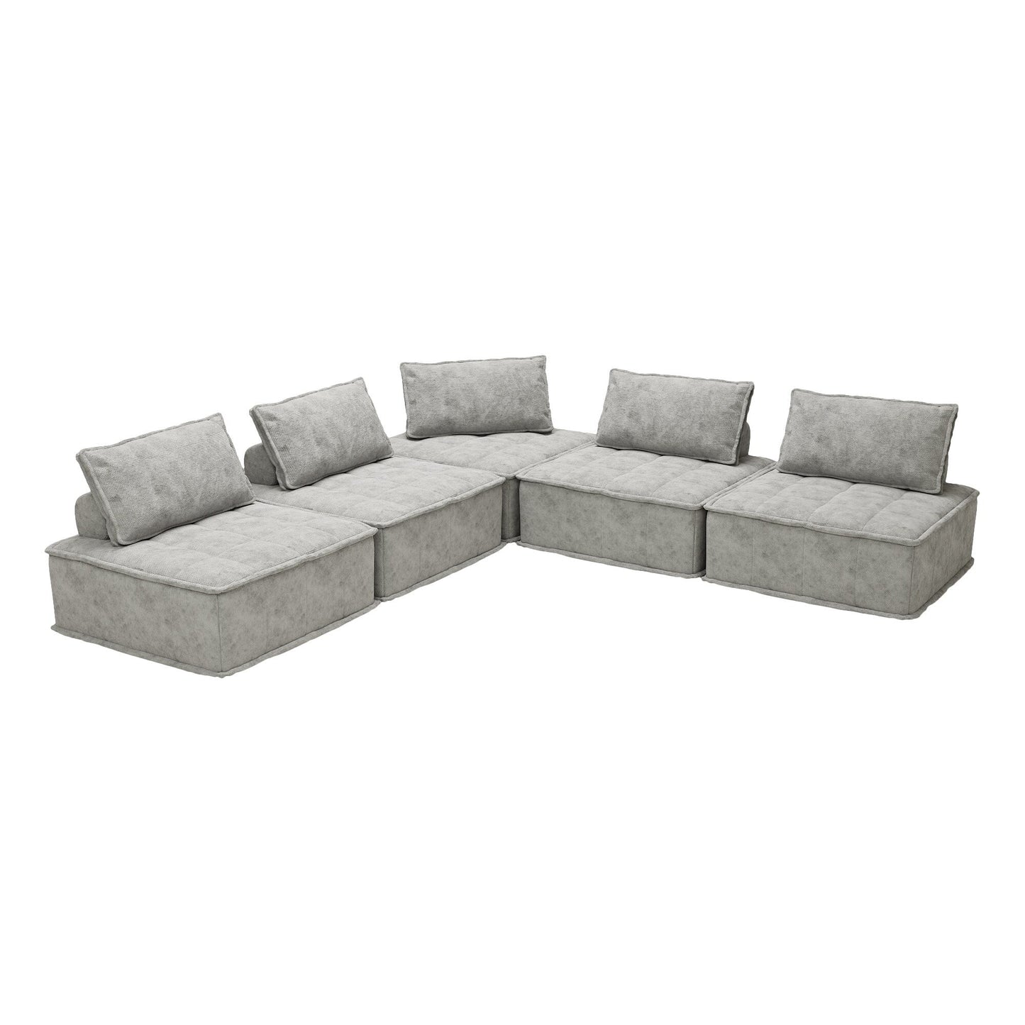 Light Gray Chenille 5-piece Modular Sofa Set