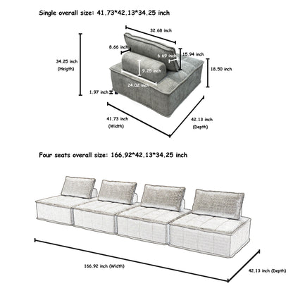 Light Gray Chenille 6-piece Modular Sofa Set