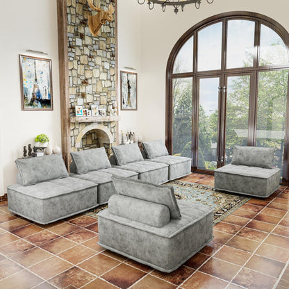 Light Gray Chenille 6-piece Modular Sofa Set