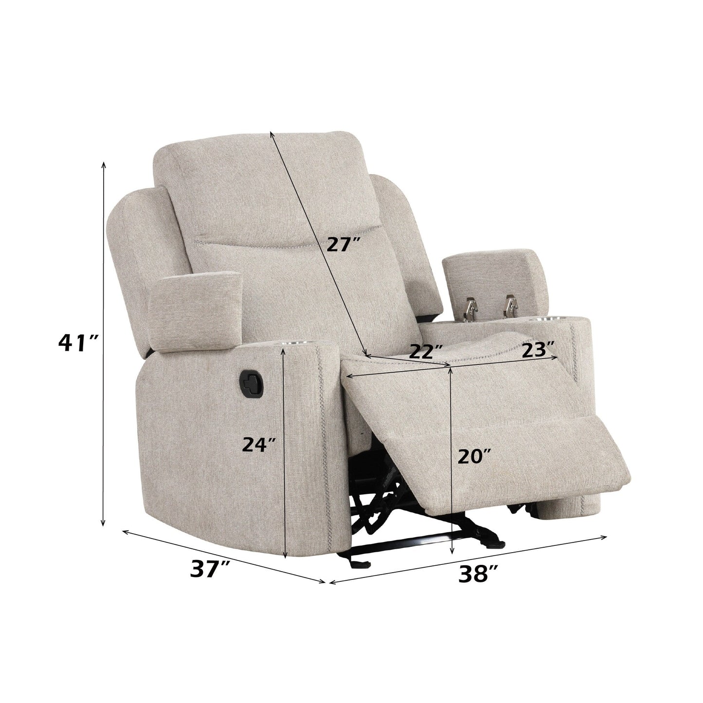 Light Gray Chenille Motion Glider Recliner