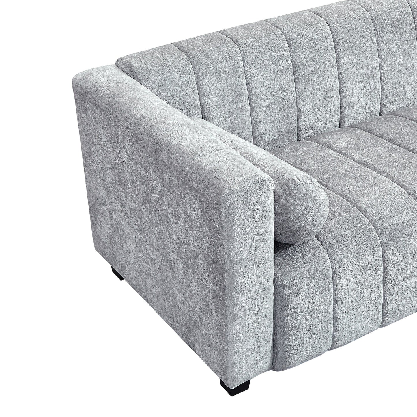 Light Gray Chenille Upholstered 3-seater Sofa with Plastic Legs