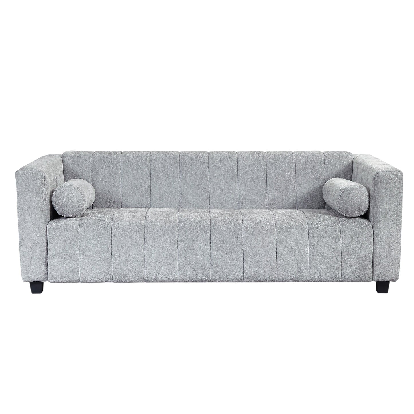 Light Gray Chenille Upholstered 3-seater Sofa with Plastic Legs
