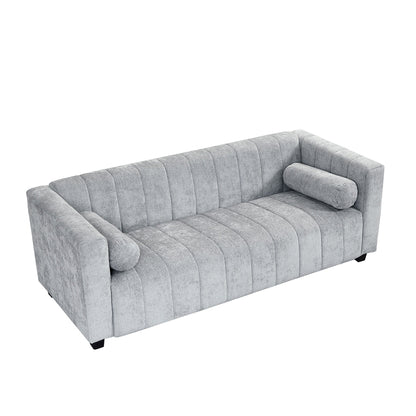 Light Gray Chenille Upholstered 3-seater Sofa with Plastic Legs