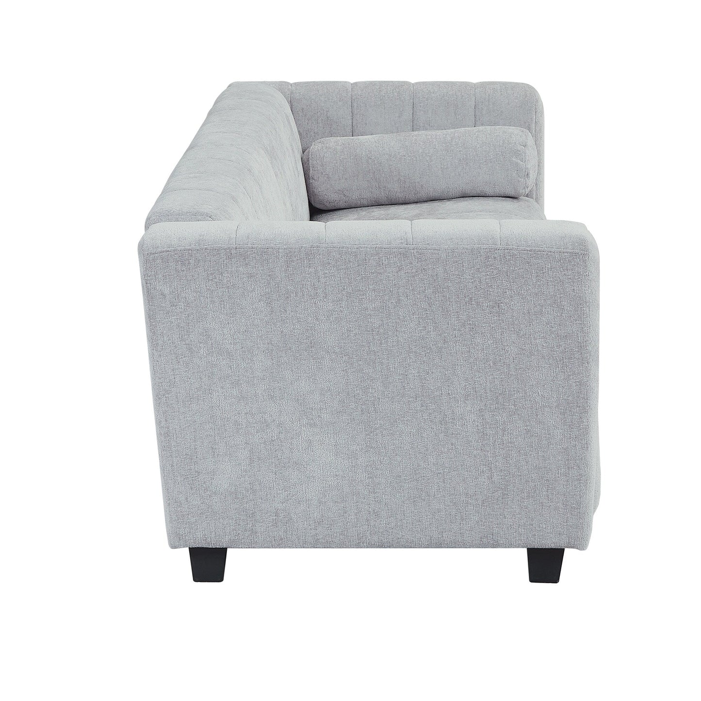 Light Gray Chenille Upholstered 3-seater Sofa with Plastic Legs