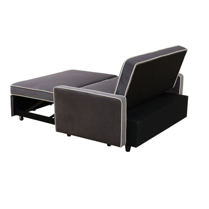 Light Gray Fluffy Fabric 1-Piece Living Room Sofabed