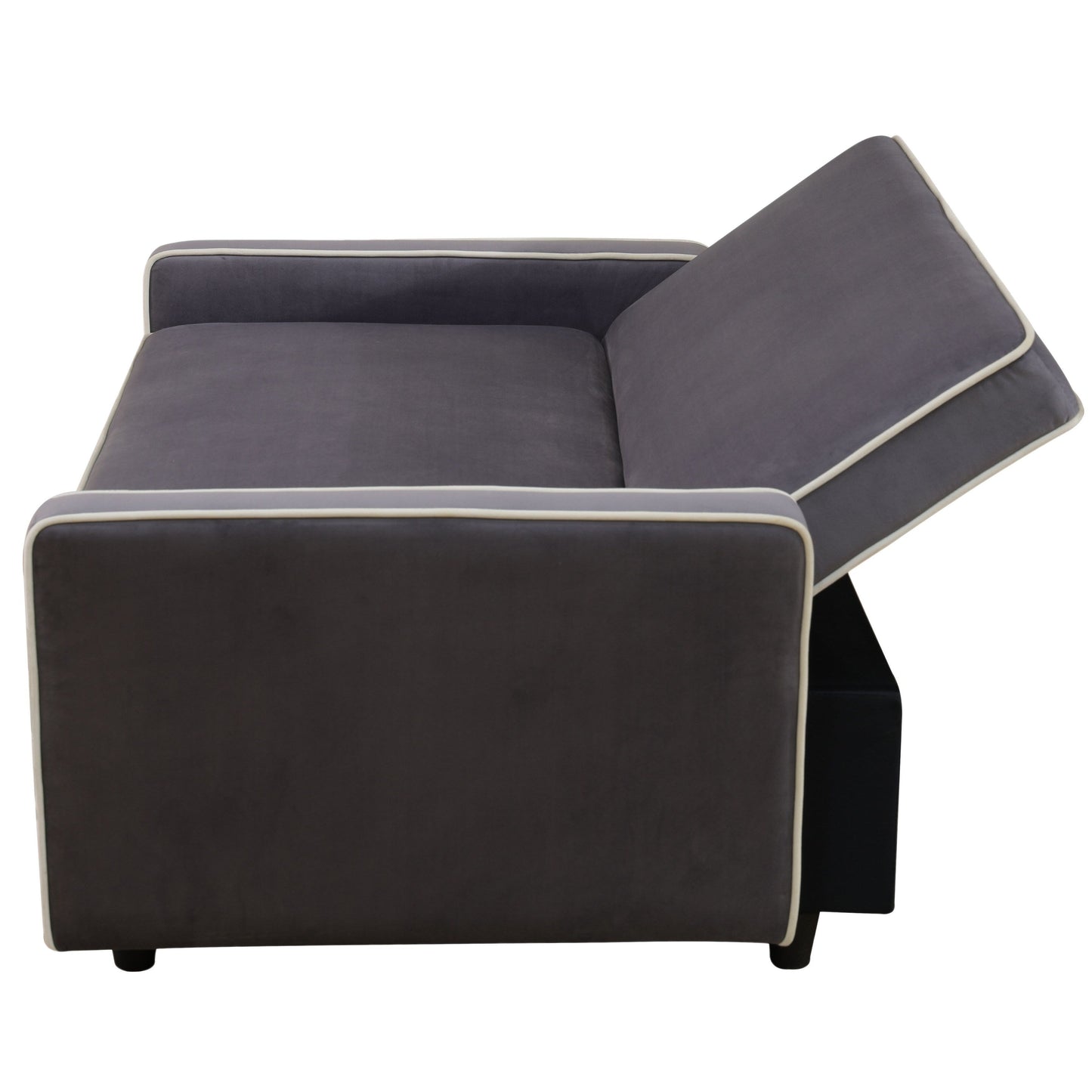 Light Gray Fluffy Fabric 1-Piece Living Room Sofabed