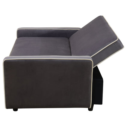 Light Gray Fluffy Fabric 1-Piece Living Room Sofabed