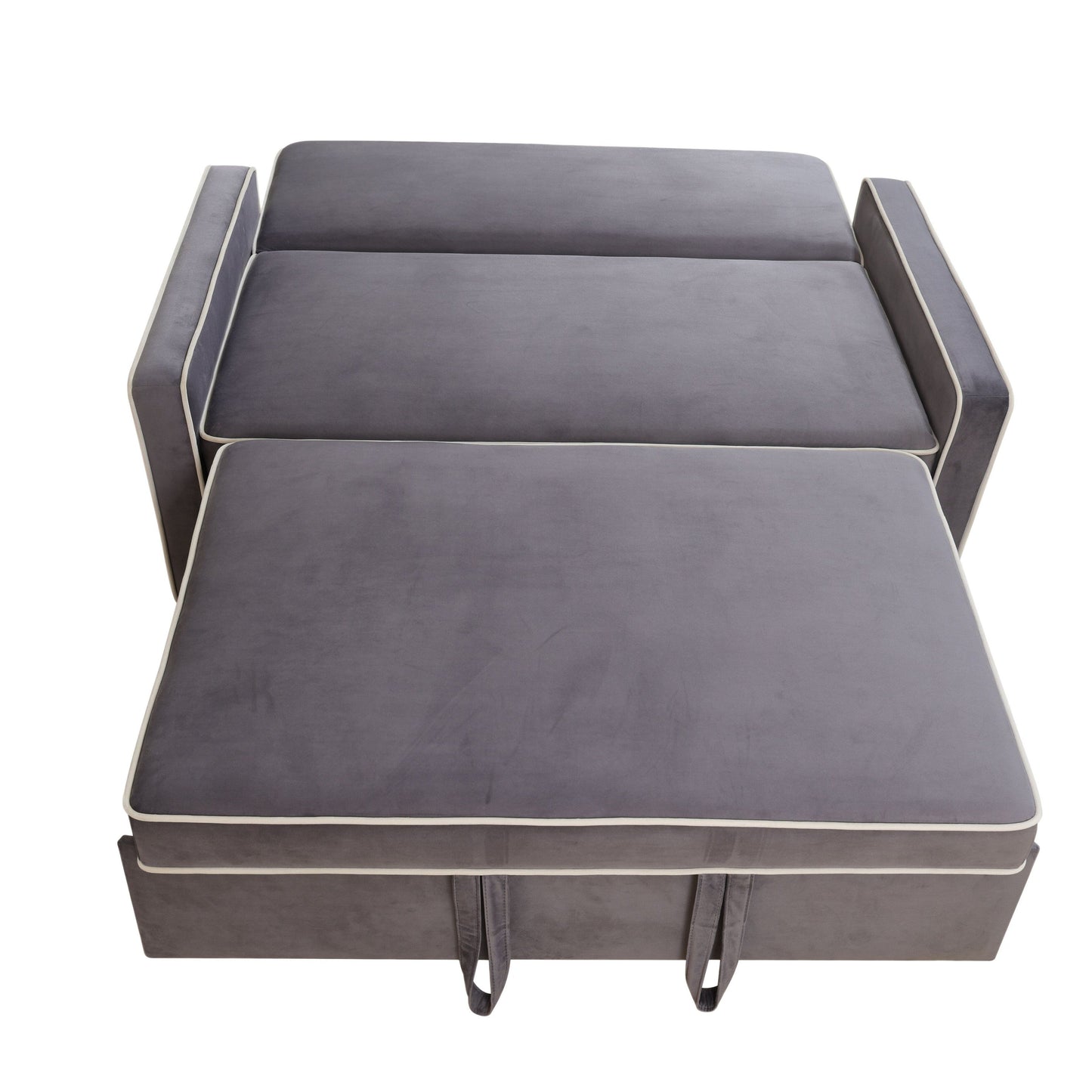 Light Gray Fluffy Fabric 1-Piece Living Room Sofabed