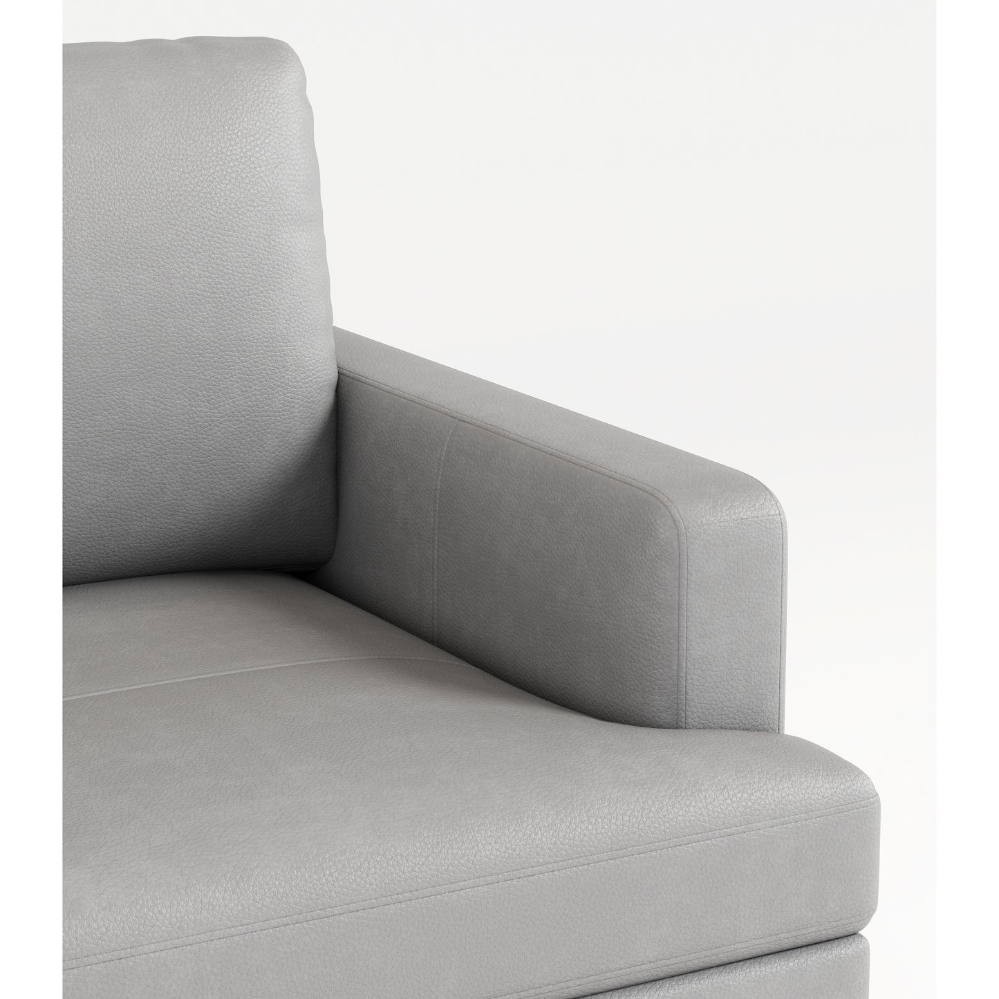 Light Gray Genuine Leather 3-seater Sofa with USB Charger