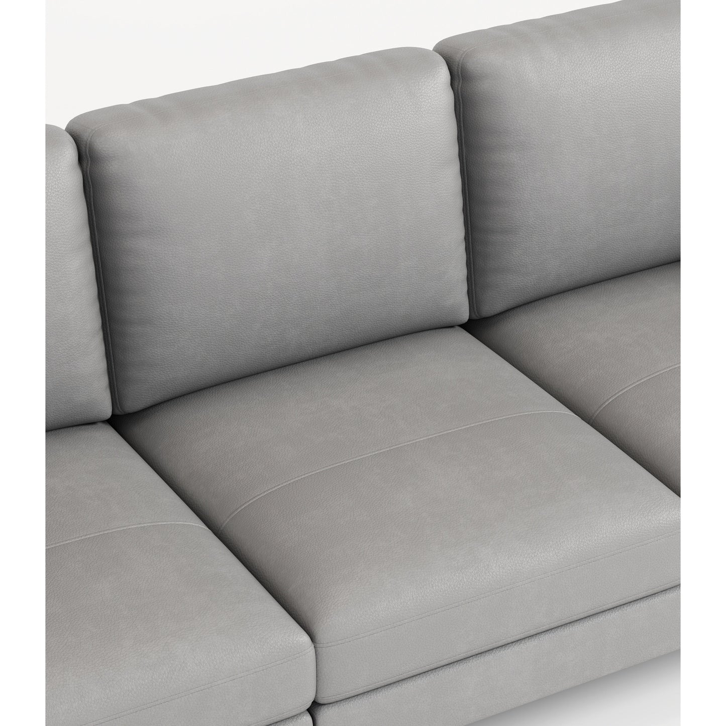 Light Gray Genuine Leather 3-seater Sofa with USB Charger