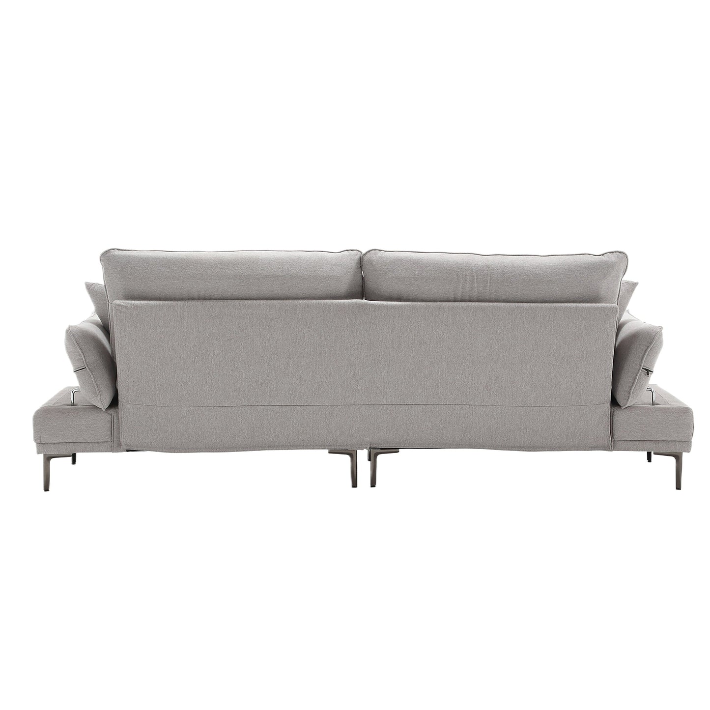 Light Gray Linen Loveseat Sofa with Adjustable Armrests