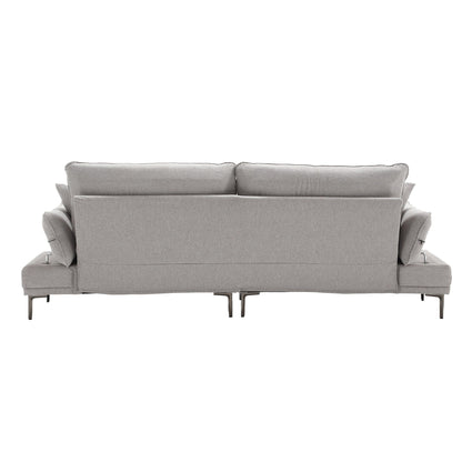 Light Gray Linen Loveseat Sofa with Adjustable Armrests