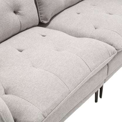 Light Gray Linen Loveseat Sofa with Adjustable Armrests
