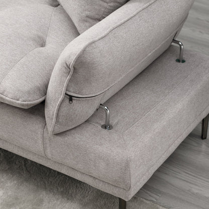 Light Gray Linen Loveseat Sofa with Adjustable Armrests