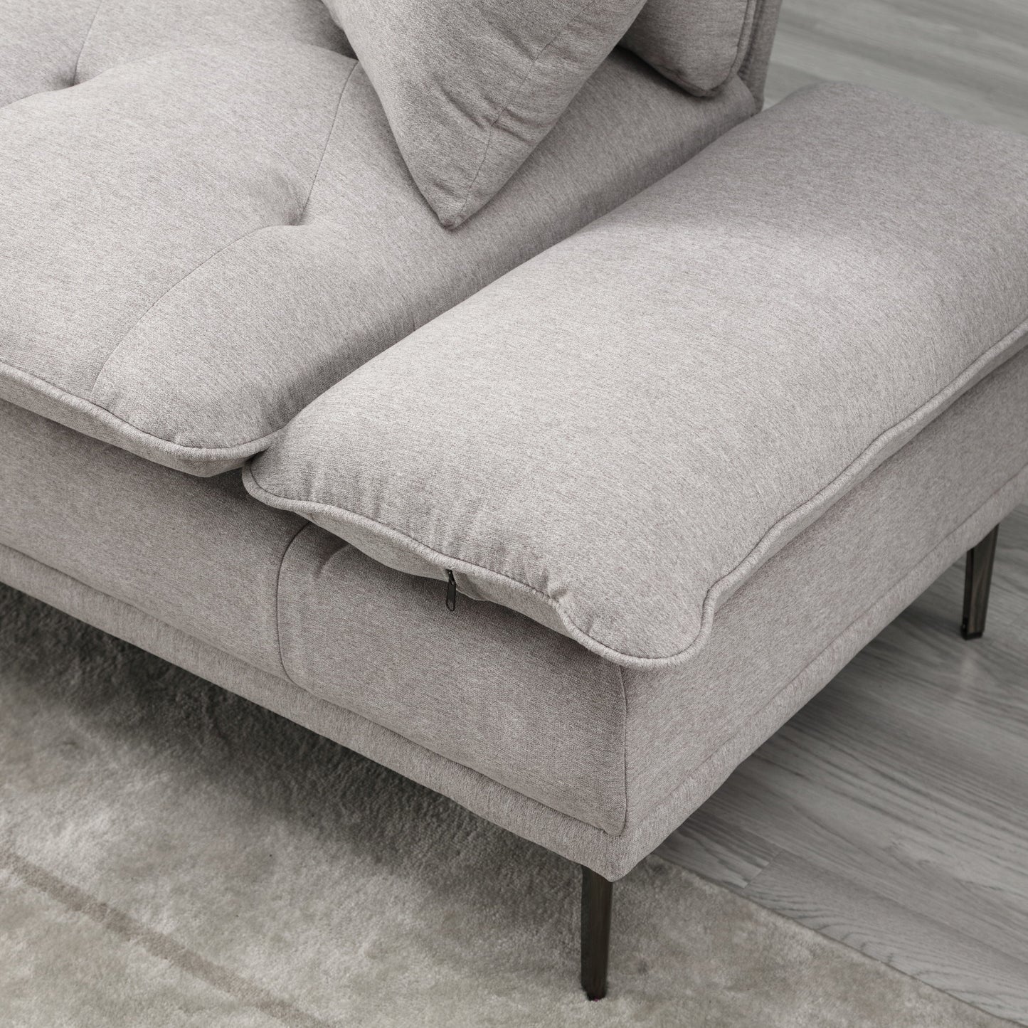 Light Gray Linen Loveseat Sofa with Adjustable Armrests
