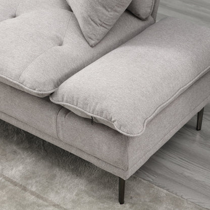 Light Gray Linen Loveseat Sofa with Adjustable Armrests