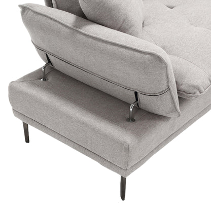 Light Gray Linen Loveseat Sofa with Adjustable Armrests