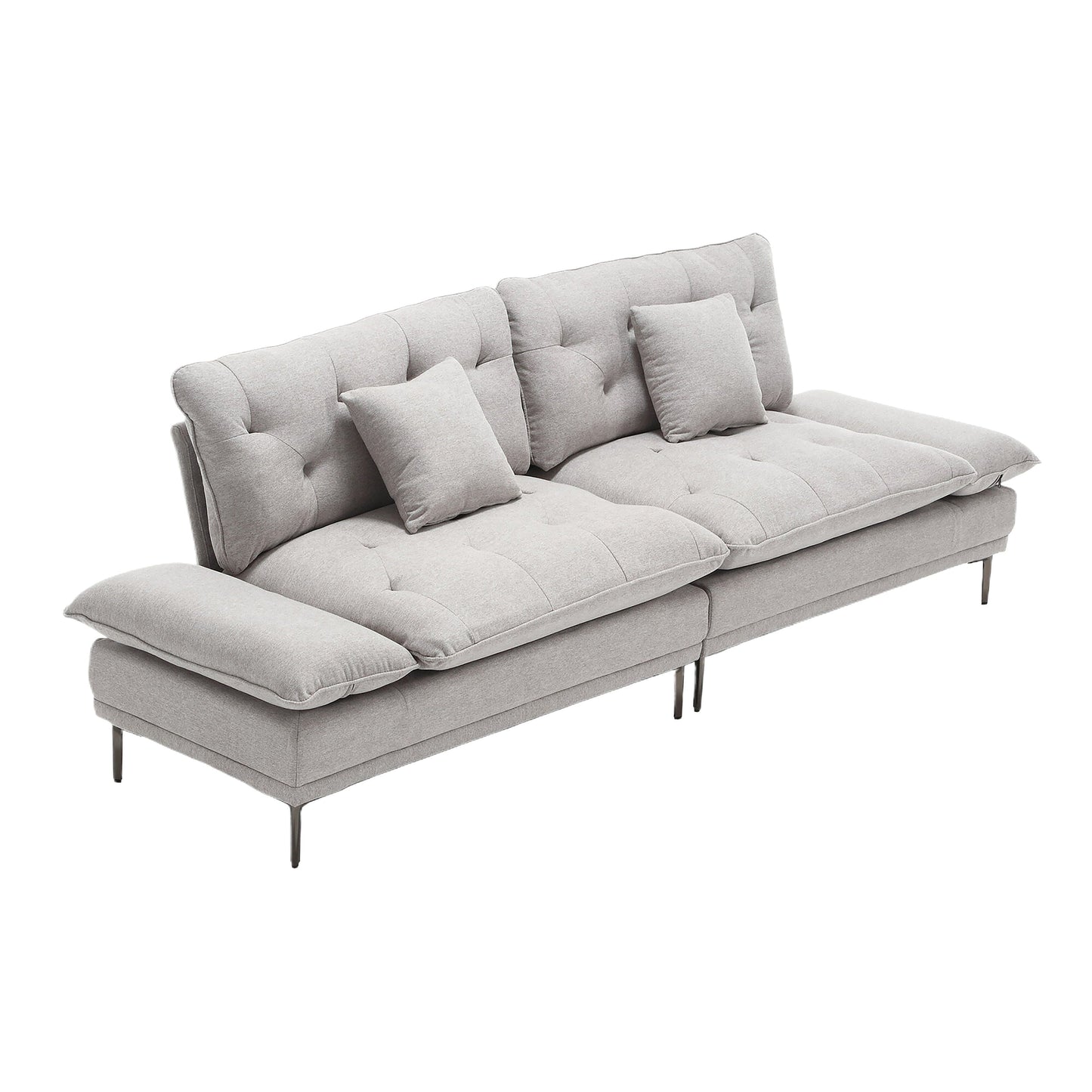 Light Gray Linen Loveseat Sofa with Adjustable Armrests