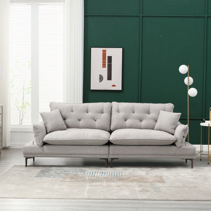 Light Gray Linen Loveseat Sofa with Adjustable Armrests