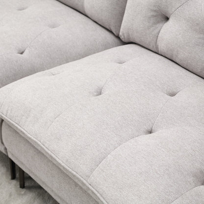 Light Gray Linen Loveseat Sofa with Adjustable Armrests